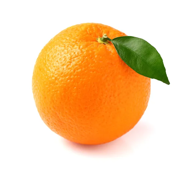 Orange frukt med blad Stockbild