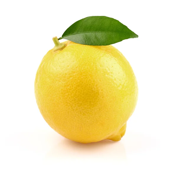 Juicy lemon with leaf — Stock Photo, Image