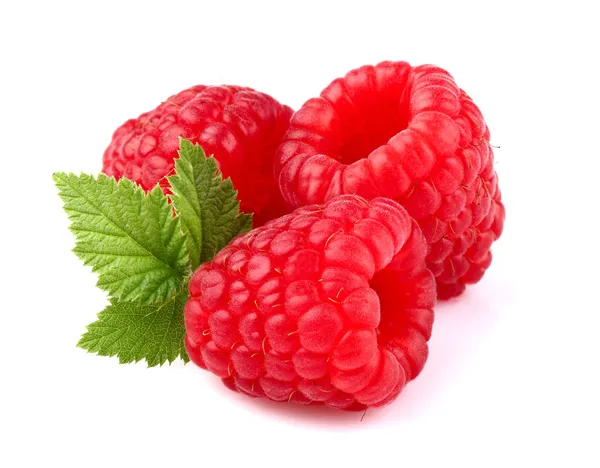 Ripe raspberry with leaf — Stock Photo, Image