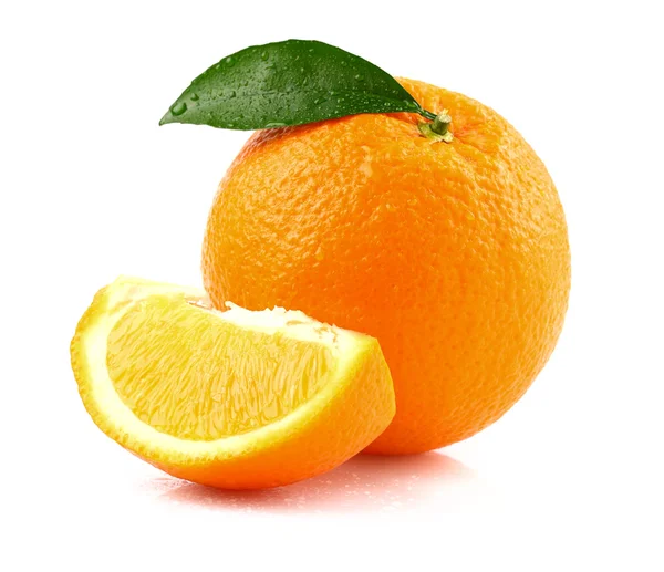 Fresh orange fruit with leaf — Stock Photo, Image