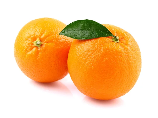 Ripe oranges with leaf — Stock Photo, Image