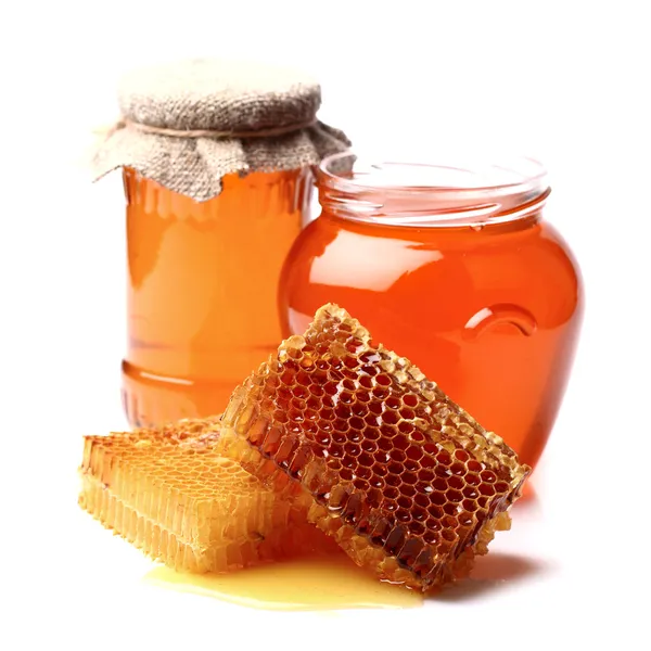 Honey with honeycombs — Stock Photo, Image