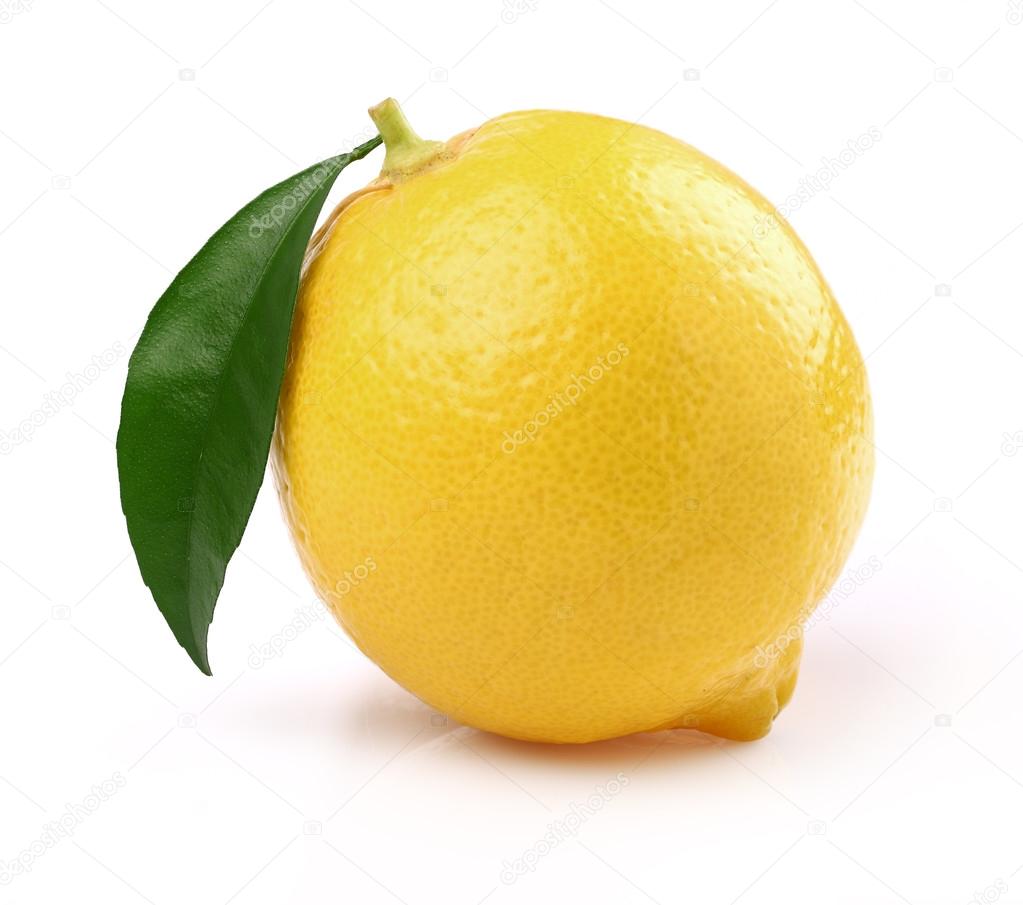 Juicy lemon with leaf