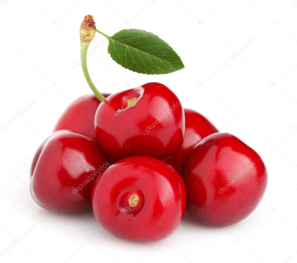 Sweet cherry with leaf
