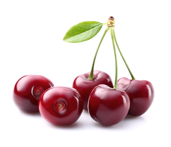 Cherry with leaf — Stock Photo, Image