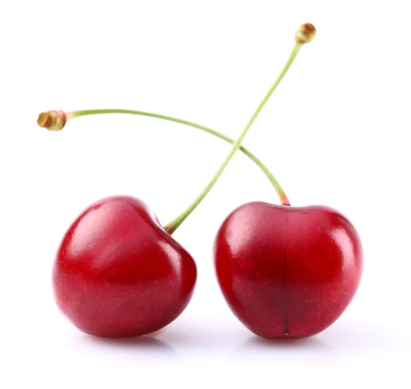 Dwóch dojrzałych wiśni w zbliżenie — Zdjęcie stockowe