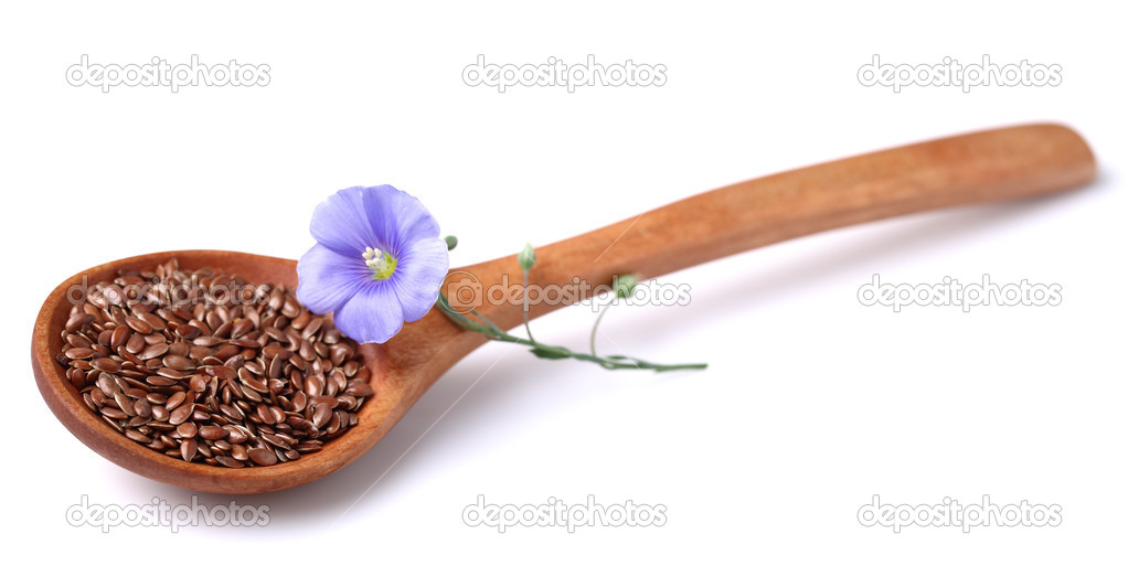 Flax in a wooden spoon