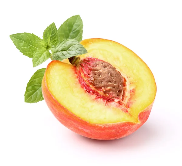 Peach with mint — Stock Photo, Image