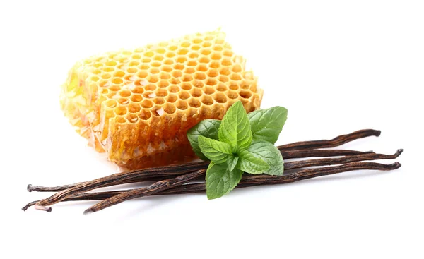 Vanilla pods with honeycombs — Stock Photo, Image