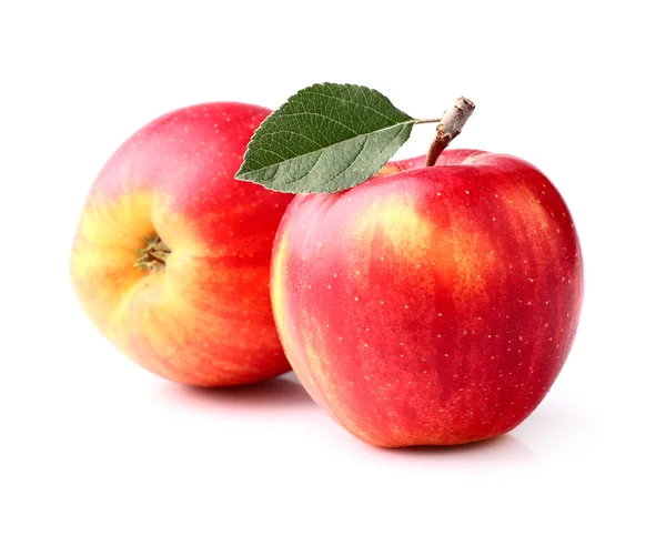 Ripe apples with leaf — Stock Photo, Image