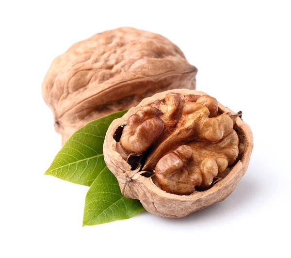 Walnuts with leaves — Stock Photo, Image