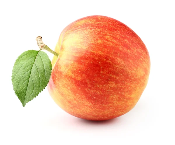 Apfel mit Blatt — Stockfoto