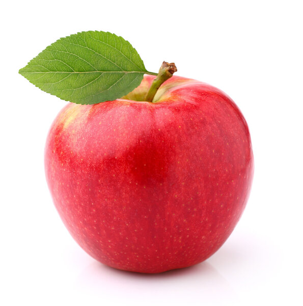 Ripe apple with leaf