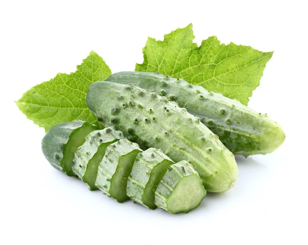 Cucumber with leaves — Stock Photo, Image