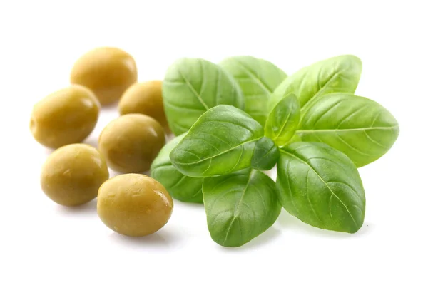 Basil with olives — Stock Photo, Image