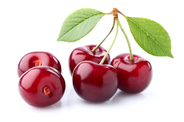 Sweet cherry with leaves — Stock Photo, Image
