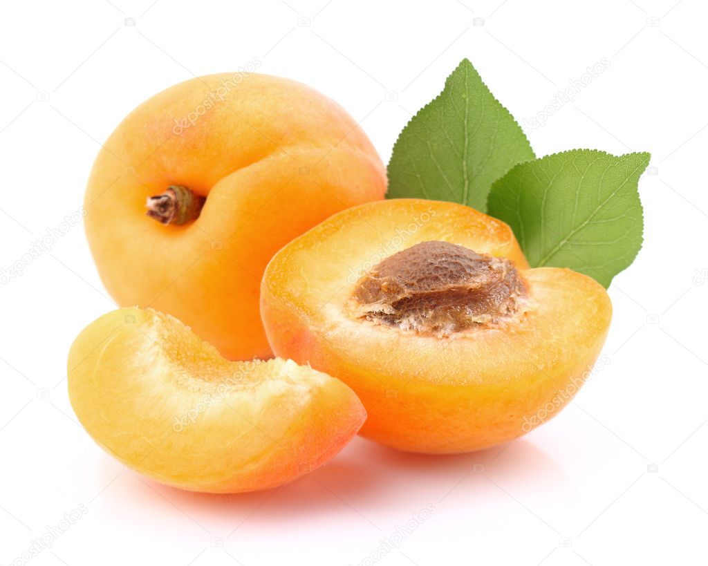 Fresh apricot with leaves