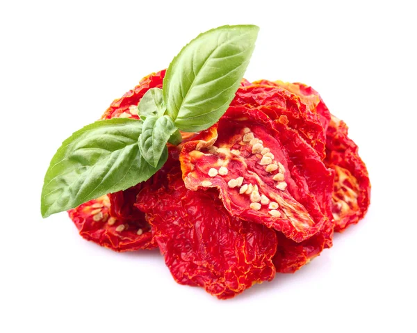 Dried tomato with basil — Stock Photo, Image