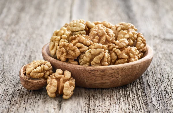 Kernel Walnuts Ion Old Wooden Background — Stock Photo, Image