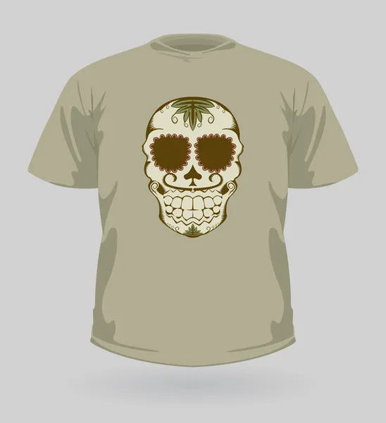 Vektor illustration av t-shirt med brunt socker skalle — Stock vektor