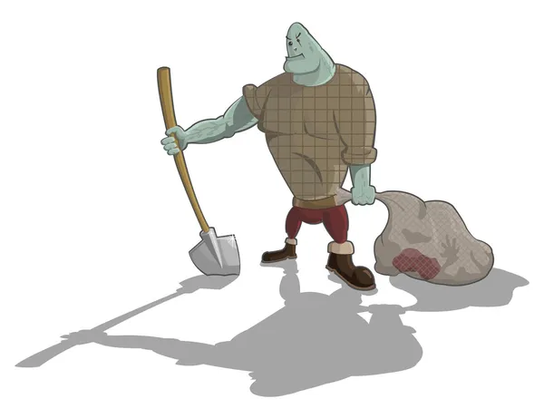 Векторный могильщик с лопатой и мешок с трупом — стоковый вектор