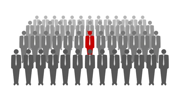 Vector illustration of red devil in crowd — Stock Vector