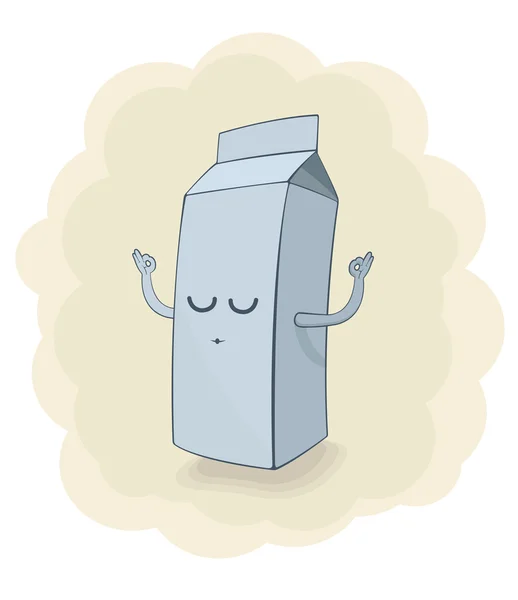矢量插画的牛奶盒子做瑜伽 — 图库矢量图片