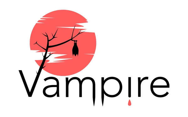 Sinal de vampiro vetorial com lua sangrenta — Vetor de Stock