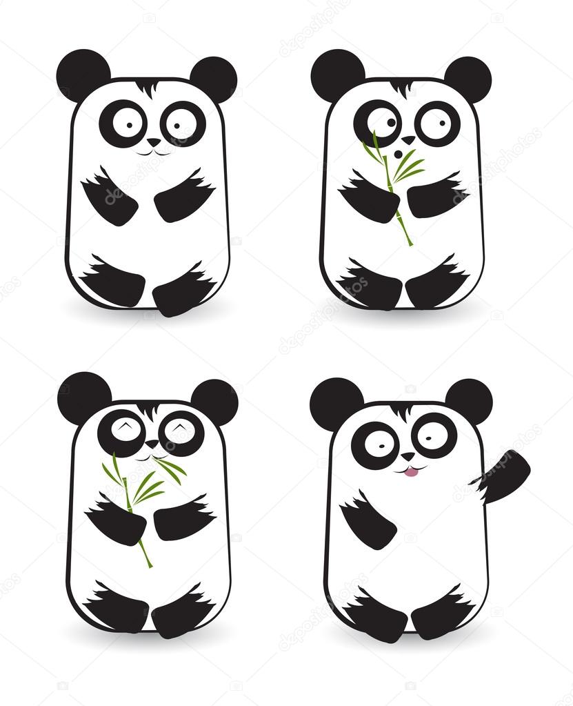 Vector set of cute panda bears