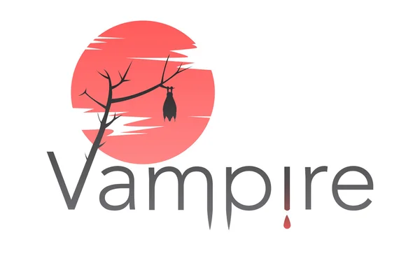 Texto de vampiro vectorial con luna sangrienta — Archivo Imágenes Vectoriales