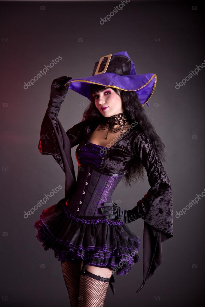 bruxa alegre em roxo e preto gótico fantasia de halloween Adesivo Envelopamento Automotivo Preto ~ bruxa alegre em roxo e preto gótico fantasia de halloween