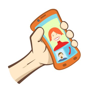 vektör elini tutarak akıllı telefon