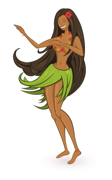 Illustrazione vettoriale della ragazza hula — Vettoriale Stock