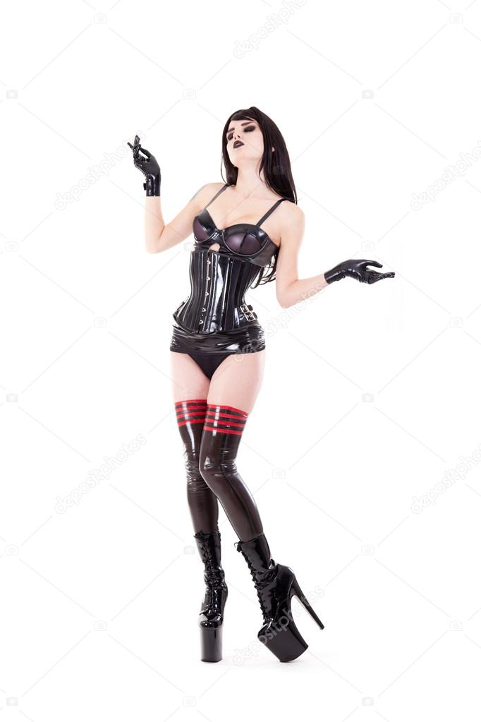 latex heel boots