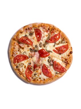 İtalyan pizza jambon ve domates ile