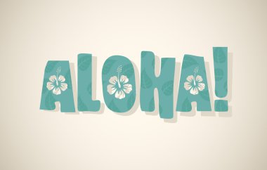 Aloha word in retro colors clipart