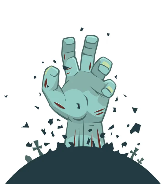 Zombie hand rijst op uit het graf — Stockvector