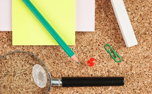 office supplies in a mess on the table