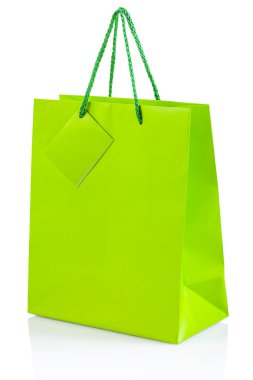 izole yeşil kağıt çanta