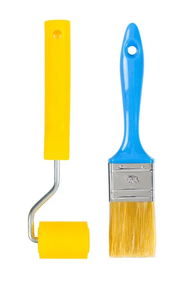 Paintroller and paintbrush — Stock Photo, Image