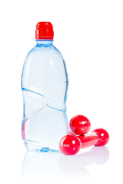 Bottiglia e manubri — Foto Stock
