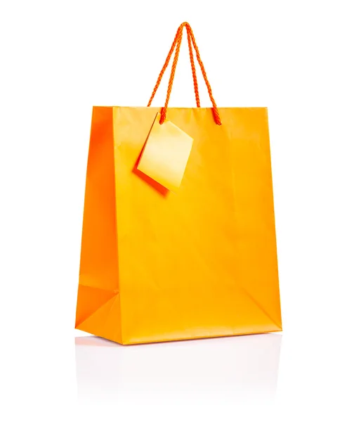 Orange colored paper bag isolated — Stock Photo, Image