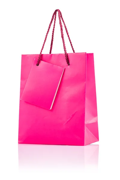 Pink paper bag isolated — Stock Photo, Image