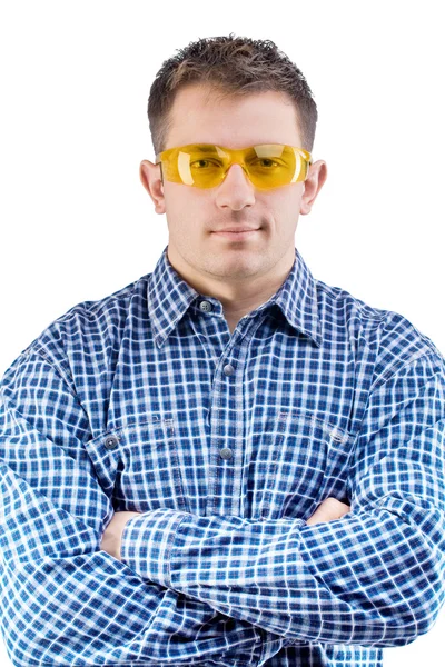 En män i skyddsglasögon — Stockfoto