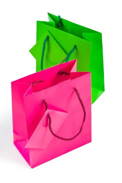 Dois sacos de papel isolados — Fotografia de Stock