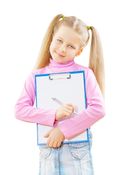 Schoolmeisje met paperclip — Stockfoto