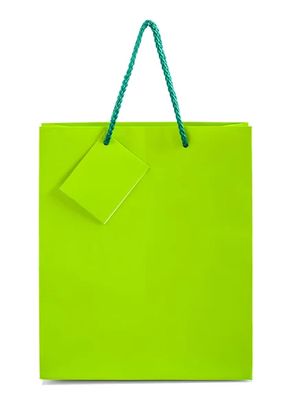 Tek yeşil kağıt çanta — Stok fotoğraf