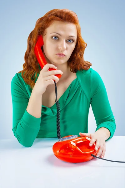 A girl with telephone — Stock Photo, Image