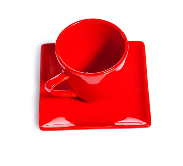 Vuoto tazza di caffè rosso isolato su sfondo bianco — Foto Stock