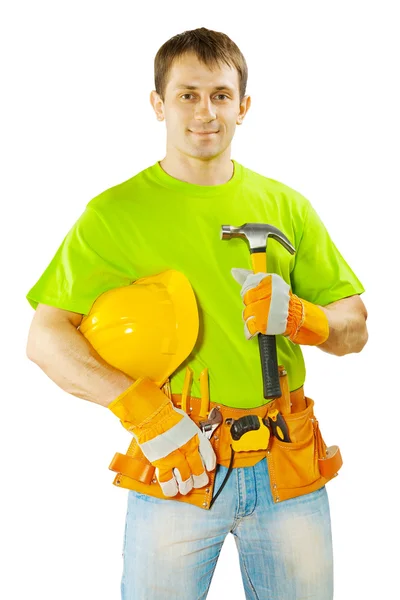 Worker with tools isolated on white background — Stock Photo, Image